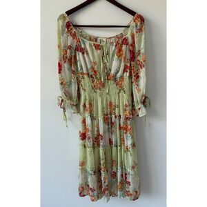 Anthropologie Fig and Flower Women's Boho Floral Print‎ Tiered Maxi Dress Sz S